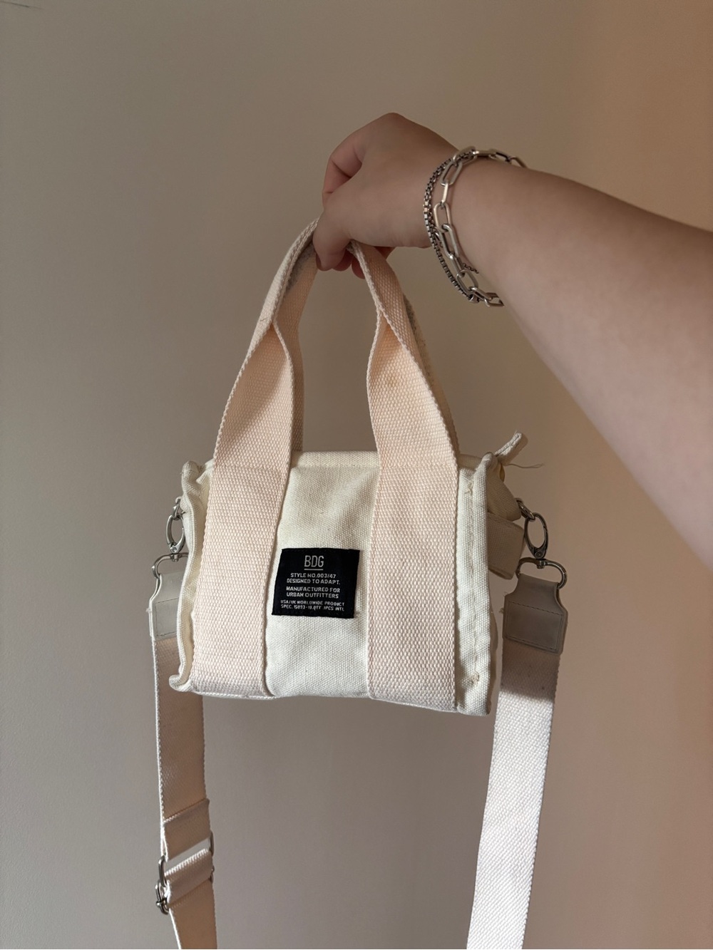 BDG Canvas Mini Tote Bag in Cream